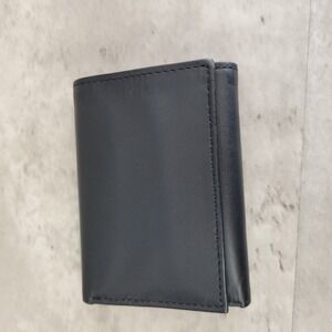 Buxton Oily Kid Trifold Wallet‎ Mens Black Leather Slim Billfold Credit Card